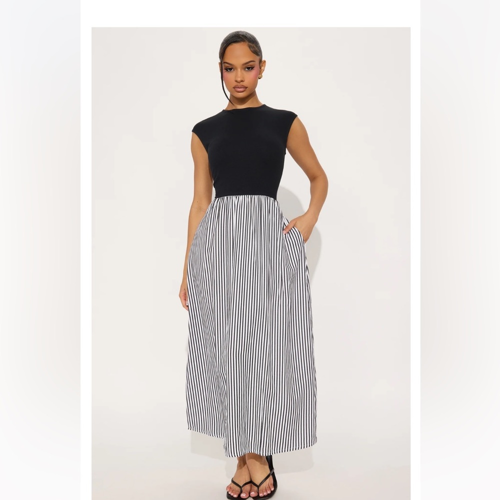 NWT Black and White Striped Dress